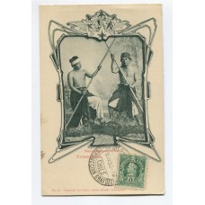 GUERREROS MAPUCHES CONCEPCION CHILE ANTIGUA TARJETA POSTAL ABORIGENES